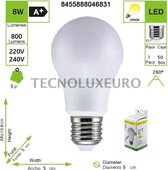 STANDAARD LED BULB 8W 220-240V E27 4200K (Pack van 5) [Energie-efficiëntieklasse A +]