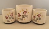 House of seasons kerst pot I Glove You set van 3
