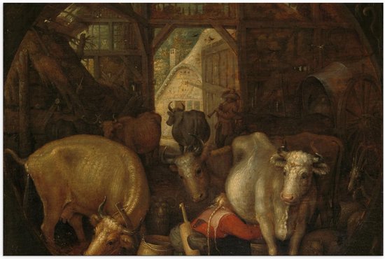 Poster – Oude meesters - Koeien in stal; Heksen in de hoeken, Roelant Savery - 90x60cm Foto op Posterpapier