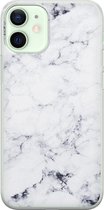 iPhone 12 mini hoesje siliconen - Marmer grijs - Soft Case Telefoonhoesje - Marmer - Transparant, Grijs