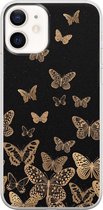 iPhone 12 hoesje siliconen - Vlinders - Soft Case Telefoonhoesje - Print / Illustratie - Transparant, Zwart