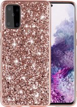 Samsung Galaxy S20 Backcover - Roze - Glitter hoesje