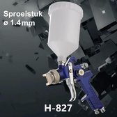 Yanzhi Verfpistool H-827 met bovenbeker – ø 1.4 mm – Verfspuiten elektrisch – 600 ml inhoud – Verfspruit voor compressor – Air brush pistool – Blauw