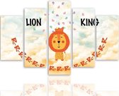 Schilderij , Lion King , 4 maten , 5 luik , multikleur , wanddecoratie , Premium print , XXL