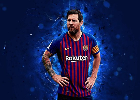 ? FC Barcelona • Lionel Messi 1 Canvas 150x100 cm • Foto print op Canvas schilderij ( Wanddecoratie woonkamer / slaapkamer / keuken / kantoor / bar / restaurant ) / Voetbal Canvas Schilderijen / Poster