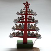 Houten kerstboom handmade kerstman en rendieren met ledverlichting