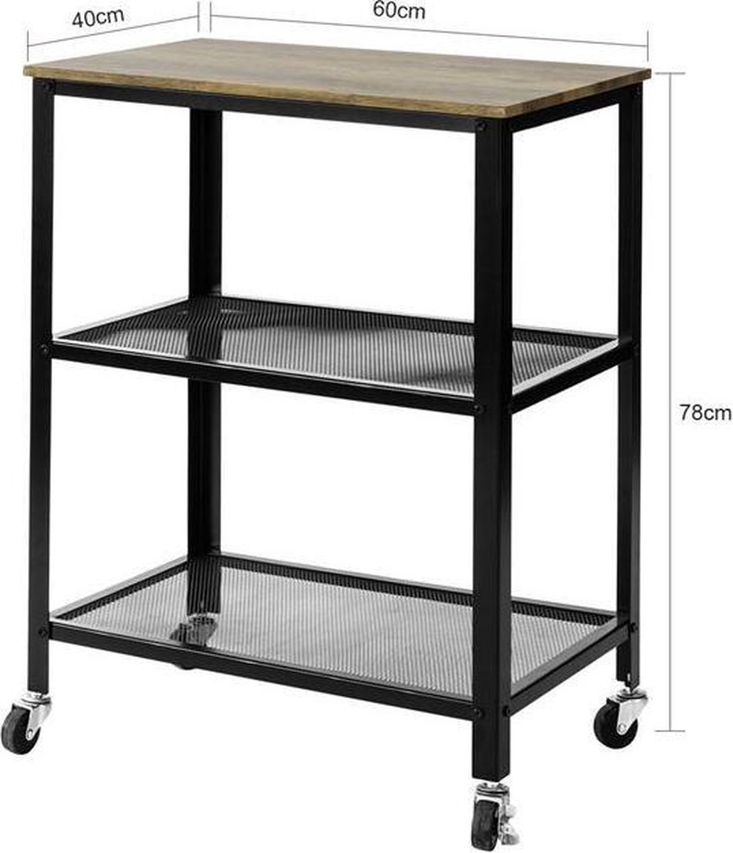 Serveerwagen Trolley 60x40x81cm Industriële Keuken 3 Niveaus Planken Rolling Utility Cart Met 4 Wielen En Meer Handige Opbergorganizer Voor Keuken En Woonkamer Keukentrolley Serveerwagen Trolley 60x40x81cm Industriële Keuken 3 Niveaus Planken Rolling Utility Cart Met 4 Wielen En Meer Handige Opbergorganizer Voor Keuken En Woonkamer Keukentrolley