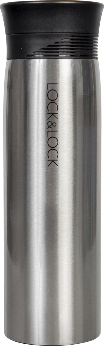 Lock&Lock RVS Thermosfles - Thermosbeker - Travel Mug - Isoleerfles - Veldfles - Drinkfles - Theefles - Met Filter - Koffie en Thee - Lekvrij - Tot 10 uur warm - 400 ml - Zilver