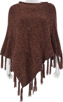 Poncho met Franjes - 65x65 cm - Bruin