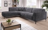 Hoekbank Moana - Donkergrijs - Links - Velvet
