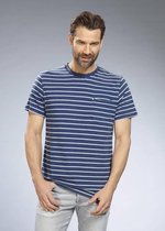 T-shirt gebruikte look, kleur blauw gestreept, maat L