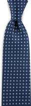We Love Ties - XL Stropdas Market Maker - geweven zuiver zijde - marineblauw / lichtblauw / wit