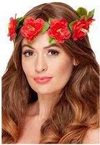 Smiffys Kostuum Haarband Hawaiian Flower Crown Rood