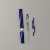 Profi4Beauty® Luxe 3 delige manicure gift set (nagel vijl, pincet, luxe etui) design by Swarovski® elements, blauw