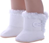 Schoentjes voor babypoppen zoals de Baby Born - Winterschoenen - Witte laarsjes met nepbont - Poppen schoenen