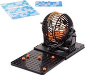 Bingo spel zwart/oranje complete set nummers 1-90 - Bingospel - Bingo spellen - Bingomolen met bingokaarten - Bingo spelen