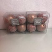 decoratieve roze kerstballen - set van 2x4