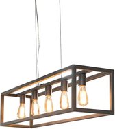 Industrieel design hanglamp met 5 zilverkleurige metalen lampen