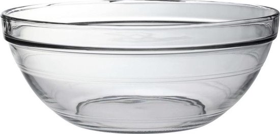 1x Serveerschalen/saladeschalen rond van glas 12.3 x 31 cm 3.45 liter - Schalen en kommen - Keuken accessoires