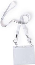 10x Badgehouders/Naambordjes houders Lanyard met wit keycord