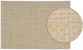 10x stuks placemats met geweven print beige 45 x 30 cm - Onderleggers