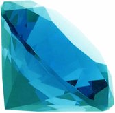 Turquoise blauwe nep diamant 4 cm van glas