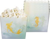 12x Zeemeermin/mermaid/oceaan themafeest snoep/popcorn/uitdeel bakjes goud 40 ml - Kinder feestartikelen/versiering voor op tafel