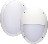 LED Buitenlamp - Wit - Ovaal - E27-fitting - IP66 - IK10 - met 2 afdekkingen