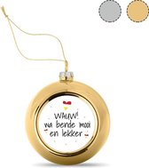 bijStip Kerstbal Oeteldonk WAUW! Kerstversiering - Goud - Kunststof 2 stuks
