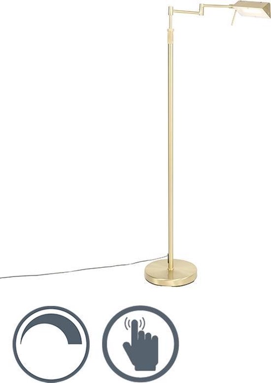 QAZQA notia - Moderne Dimbare LED Vloerlamp | Staande Lamp met Dimmer - 1 lichts - H 146 cm - Goud/messing - Woonkamer | Slaapkamer