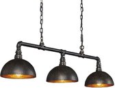 Industrieel design hanglamp met 3 hemisferische metalen kappen in zwarte kleur