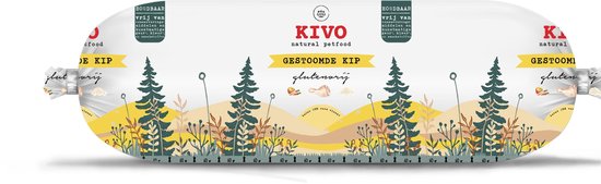 Kivo Petfood Houdbare Worst 12 x 600 gram Kip - Zacht gestoomd vlees - Glutenvrij zonder andere fratsen