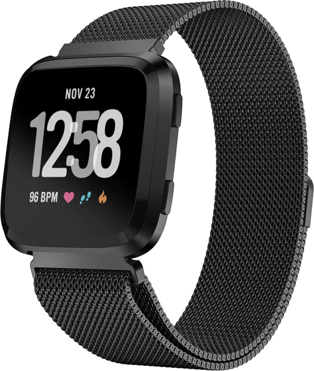YPCd® - Fitbit Versa - Versa 2 - Versa Lite Bandje - Small Metaal Zwart