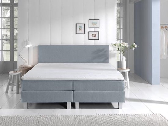 bol.com | Bed | Boxspring 160 x 200 cm - Pocketvering - Lichtblauw -  Compleet - AANBIEDING |...