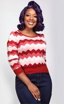 Collectif Machi Zig Zag Knitted 70's Top Rood