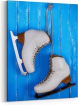 Schilderij - Pair of white leather female skates — 60x90 cm