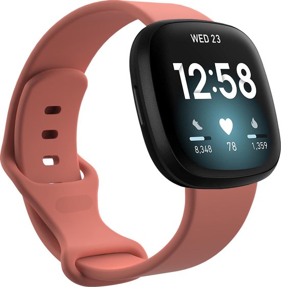 YONO Bandje geschikt voor Fitbit Versa 4 / 3 / Sense – Siliconen – Roze – Small