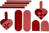 Gevlochten harten, afm 14,5x10 cm,  120 + 128 gr, rood, 8sets