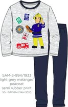 Brandweerman sam pyjama - grijs - blauw - Maat 110 / 5 jaar