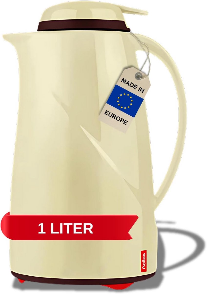 Thermoskan met Drukknop 1 Liter Vaatwasserbestendig