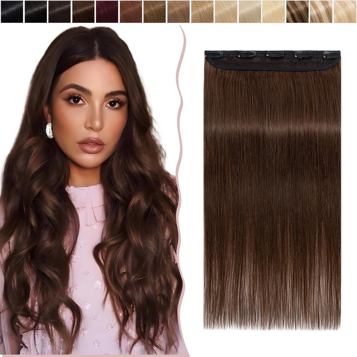 10 Inch Clip-in Haarverlenging Echt Menselijk Haar Rechte Stukken voor Voller Haar