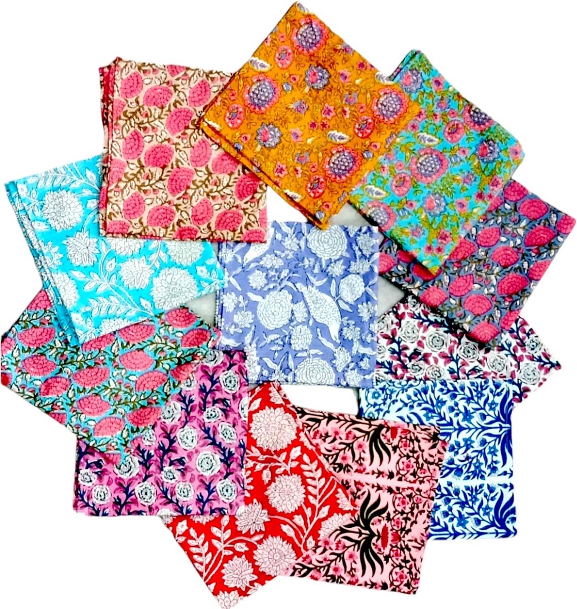 Set van 12 Katoenen Servetten Handgemaakt - Diner Servetten 45x45 cm