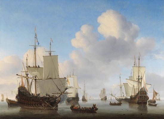Affiche VOC Ships - Dutch Ships on a calm sea - Golden Age - Large 50x70 cm