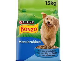 Bonzo Menubrokken Adult - Hondenvoer Droogvoer - Kip & Groenten - 15 kg