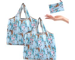 Boodschappentassen - 2 stuks - 52*40 cm - 14*10 cm opgevouwen - Draagbare supermarktboodschappentas - Milieuvriendelijke boodschappentas - Tas van Oxford-stof - Opbergtas - Schoudertas - Draagtas - Opvouwbare tas met grote capaciteit - Herbruikbaar