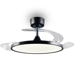 REALITY KASFJORD - Ventilator - Zwart mat - incl. 1x SMD 30 - Licht apart schakelbaar - Afstandsbediening - Geintegreerde dimmer - Traploos instelbare lichtkleur - Plafondbevestiging - Timer - Zomer- en wintermodus - 6 snelheidsniveaus