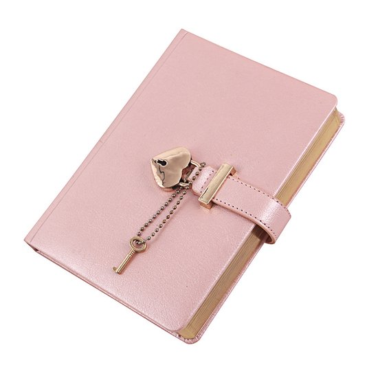 Een afsluitbaar dagboek, geschikt voor meisjes van 8-12 jaar, 144 pagina's, hartvormig slot (roze)-REWYTAZ