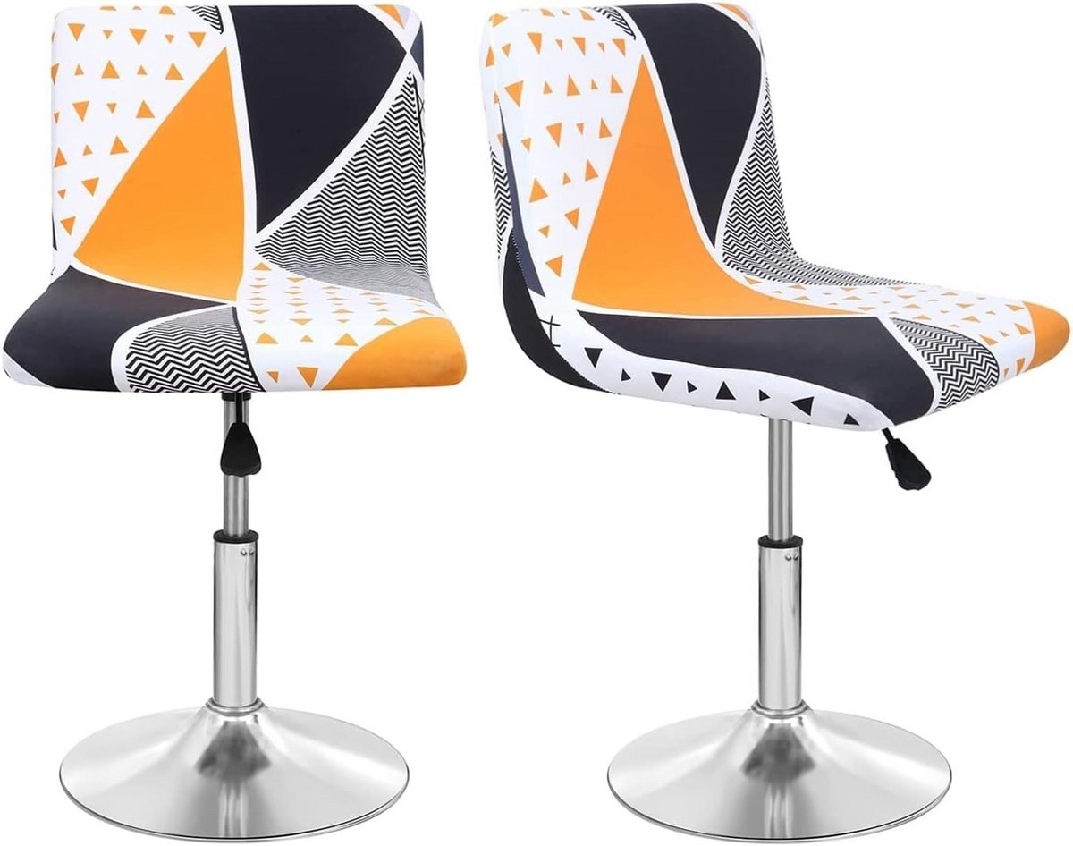 2x Set Barkrukhoezen met Rugleuning - Stretchy & Wasbare Stoelhoezen voor Lage Draaistoelen