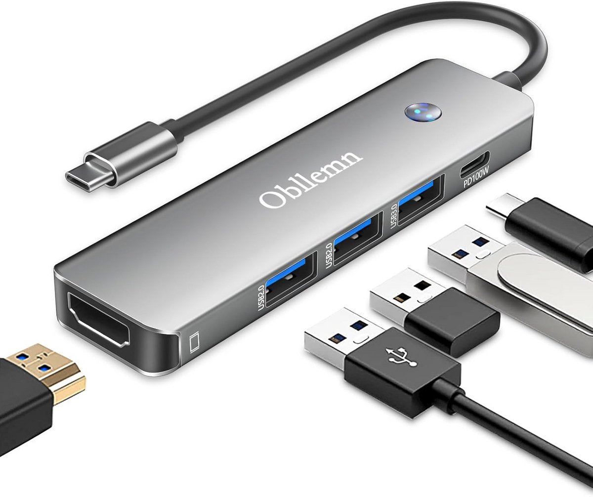 USB-C Hub 5-in-1 Adapter met USB 3.0 Poorten