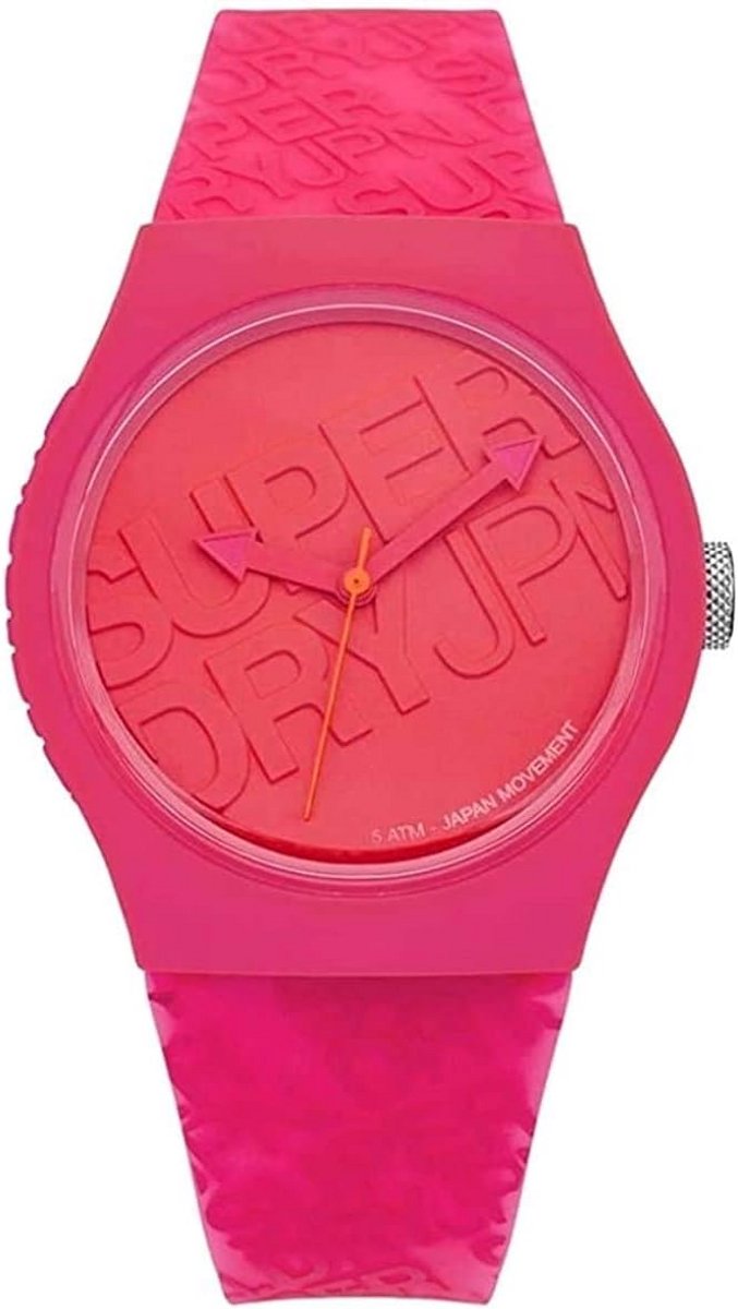 Dames Horloge Fluorescerend Roze Siliconen Band Waterdicht